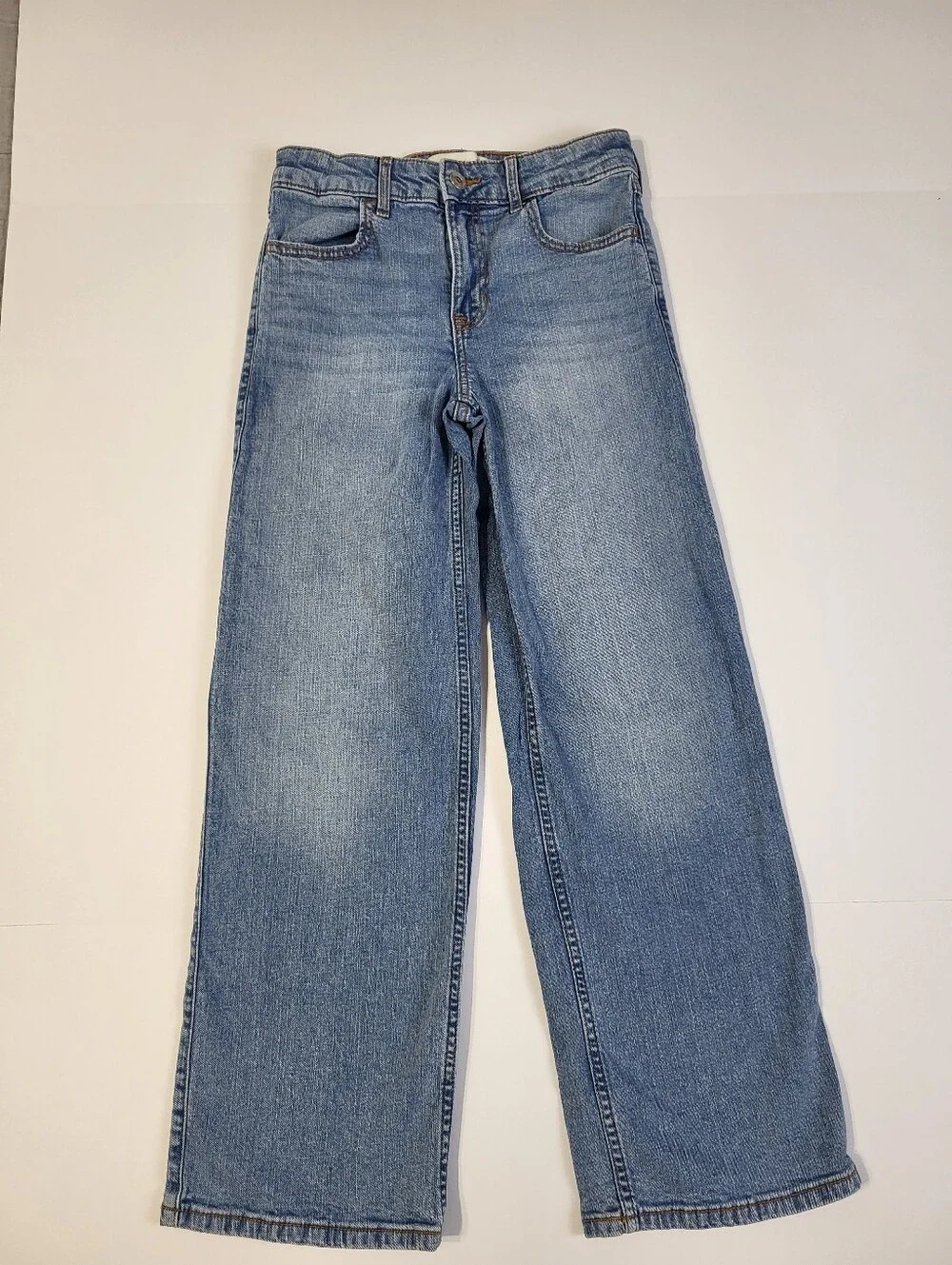 Abercrombie Kids High Rise Wide Leg Jeans Lace Bow Girl's Size 11/12 Adjustable